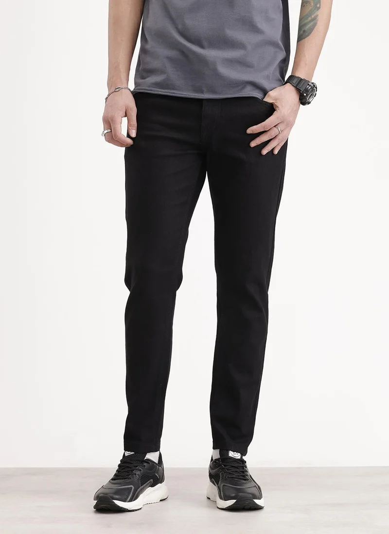 روجن Solid Skinny Crop Denim Jeans | Black